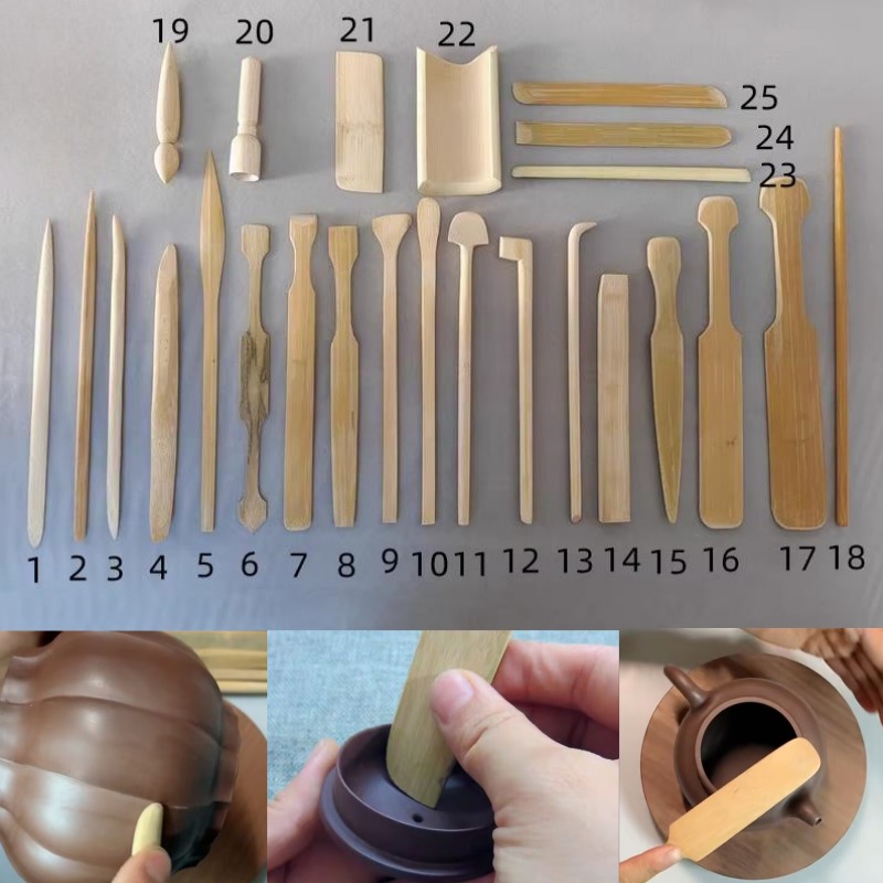Wood Chisel Set - 25 ชิ้นเครื่องปั้นดินเผากาน้ําชาทําชุดเครื่องมือ DIY เซรามิคสีม่วงกาน้ําชา Body/spout Shaping