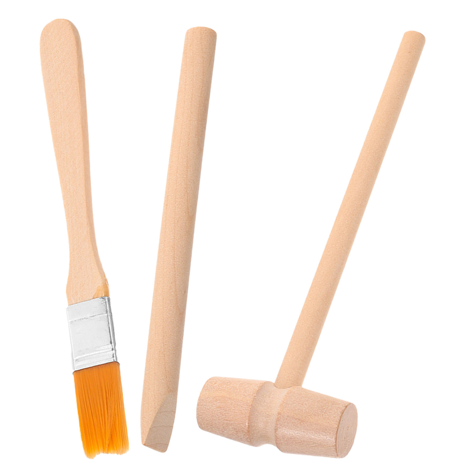 Wood Chisel Set - ชุดเครื่องมือขุดสำหรับเด็ก – ค้อนไม้, สิ่ว และแปรง สำหรับพัฒนาทักษะการคิดวิเคราะห์
